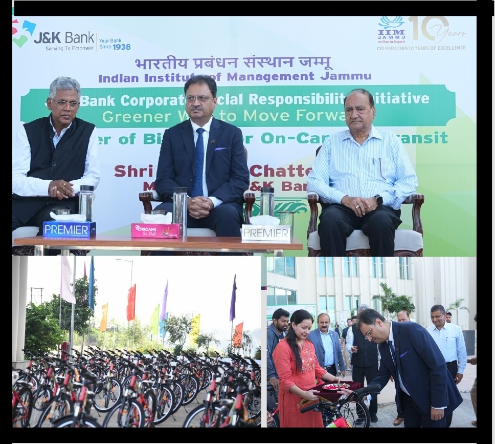 'J&K Bank drives green mobility initiative at IIM Jammu under CSR'