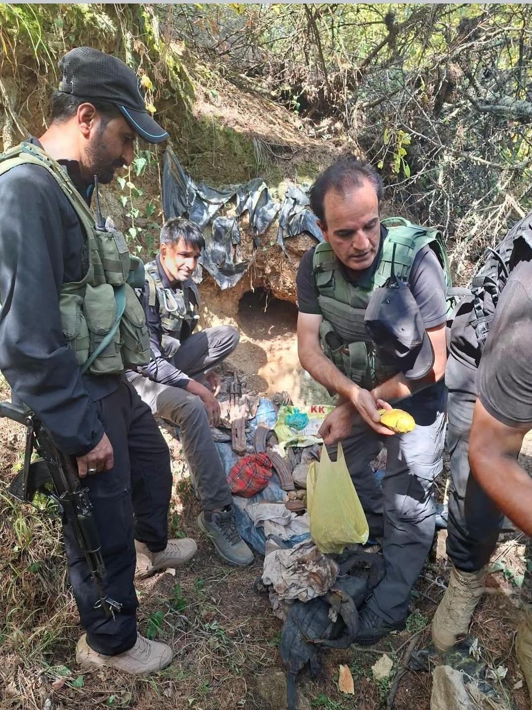 'Security Forces Bust Terrorist Hideout in Handwara Forests, Recover Huge Arms Cache*l'