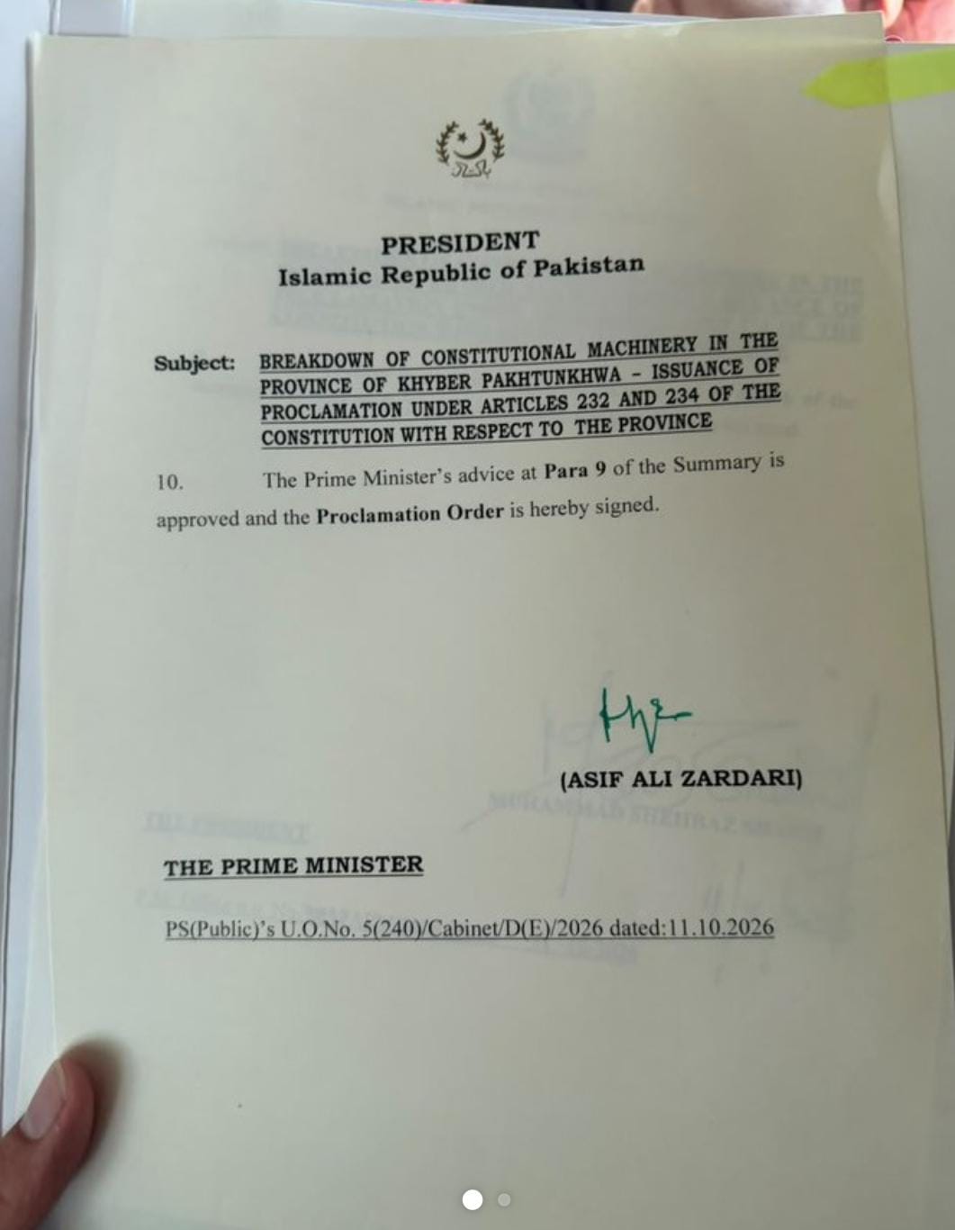 Pakistan: Centre Imposes Emergency and Governor Rule in Khyber Pakhtunkhwa Amid PTI Long March
