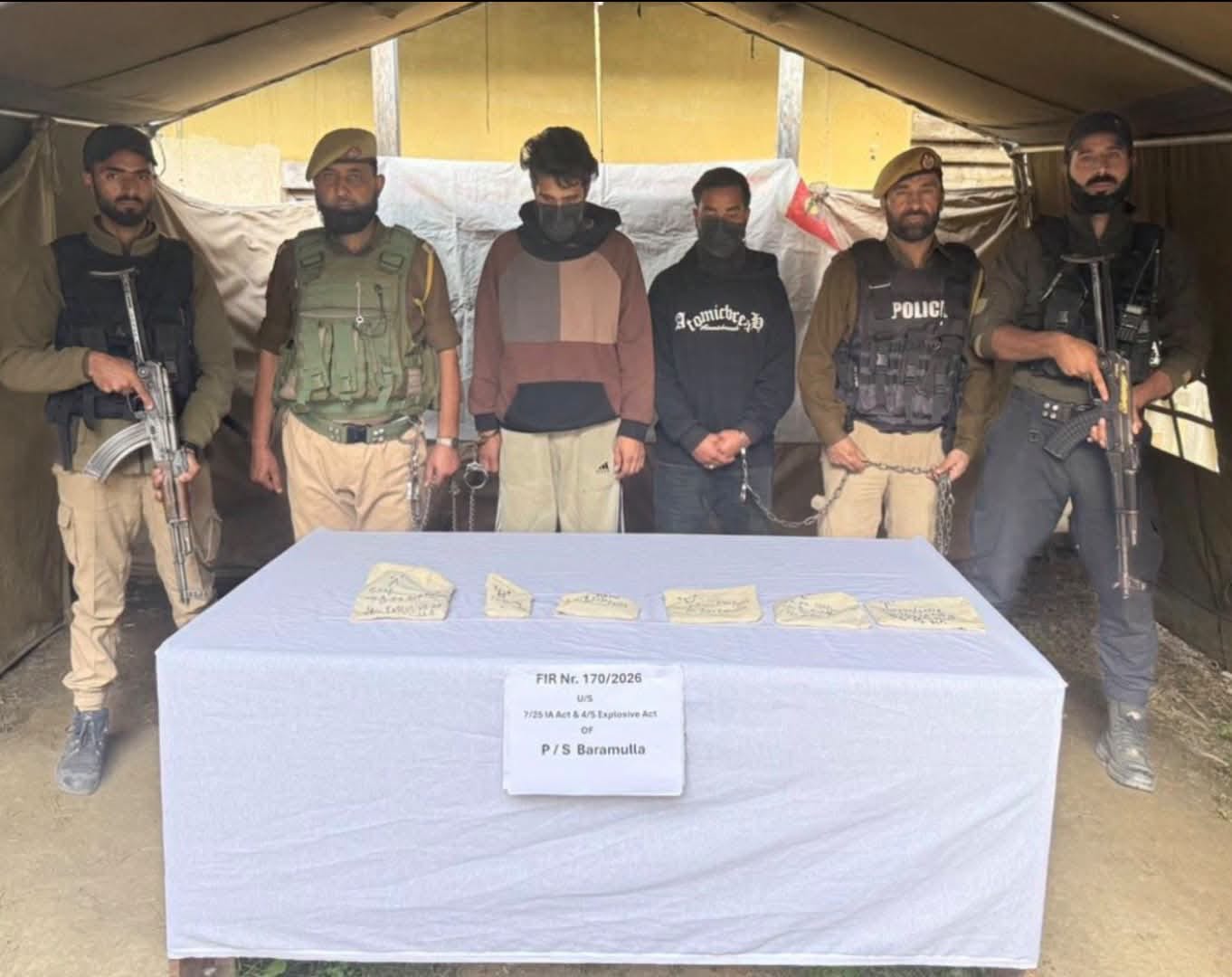 Baramulla Terror Module Busted: 2 Sopore OGWs Arrested in Delina, Turkish Pistol, 2 IEDs Recovered